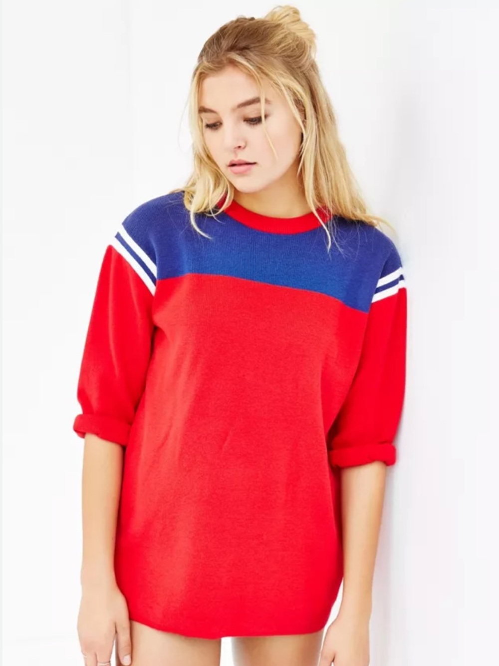 Urban Outfitters Red and Blue Crewneck Sweater